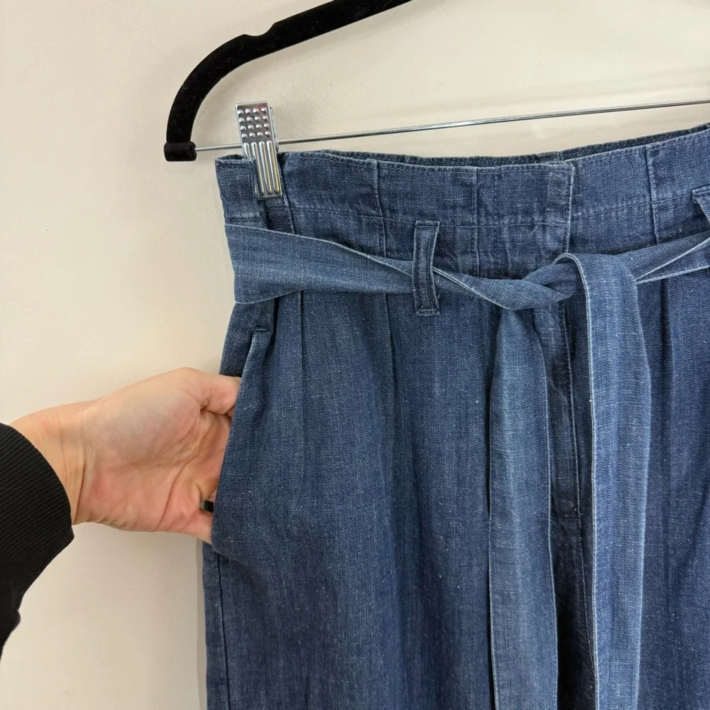 J. Crew Chambray Paper Bag Waist Ankle Pants Size 4 NEW - Picture 5 of 13